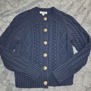 JCrew Cable Knit Gold Button Cardigan XXS